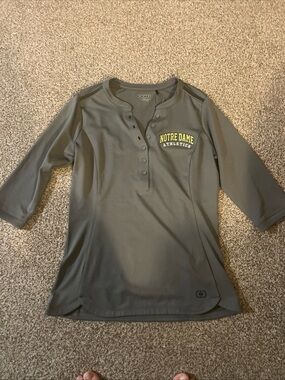 OGIO Olive Notre Dame Athletics Button Henley Top